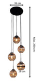 Hanglamp 5-lichts H340 smoke glas Default Title